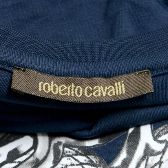 Roberto Cavalli Men's Navy Blue Graphic T-Shirt - Picture 5 of 6